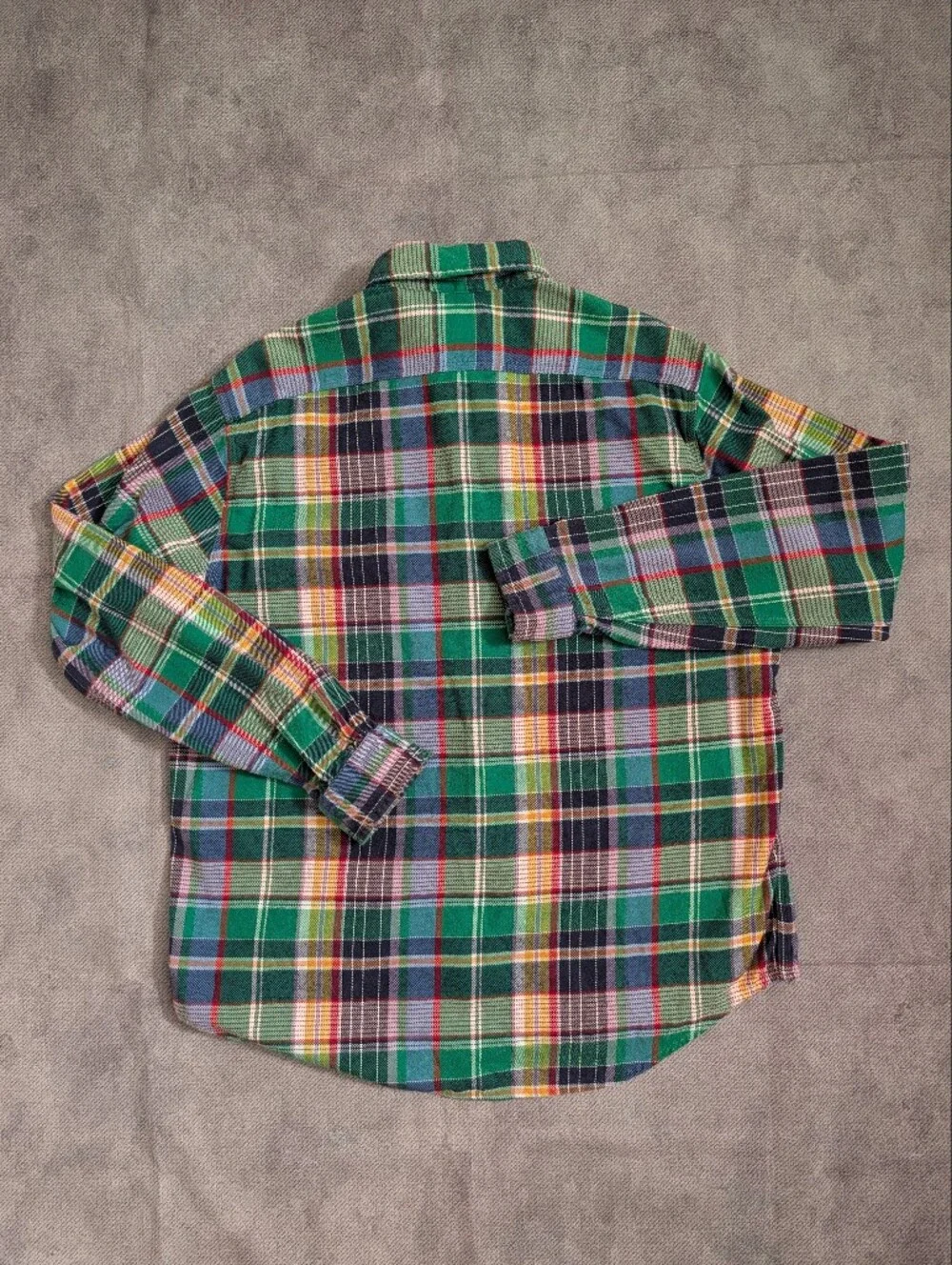 Polo Ralph Lauren Classic Fit Green Plaid Flannel Workshirt Size L Men's